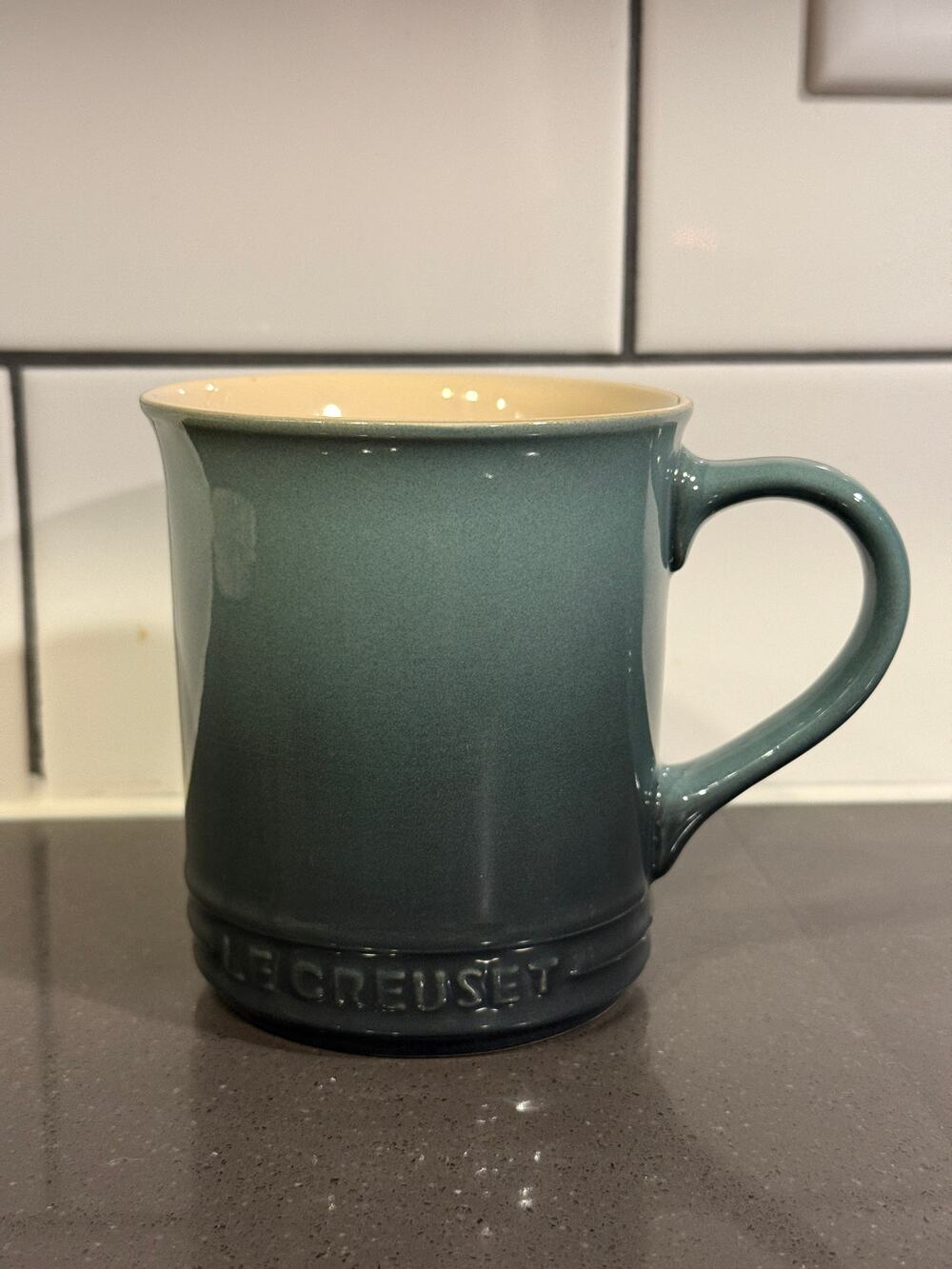 Le Creuset Vancouver Mug Oyster Grey Ombre Gray Ceramic Mug 14oz